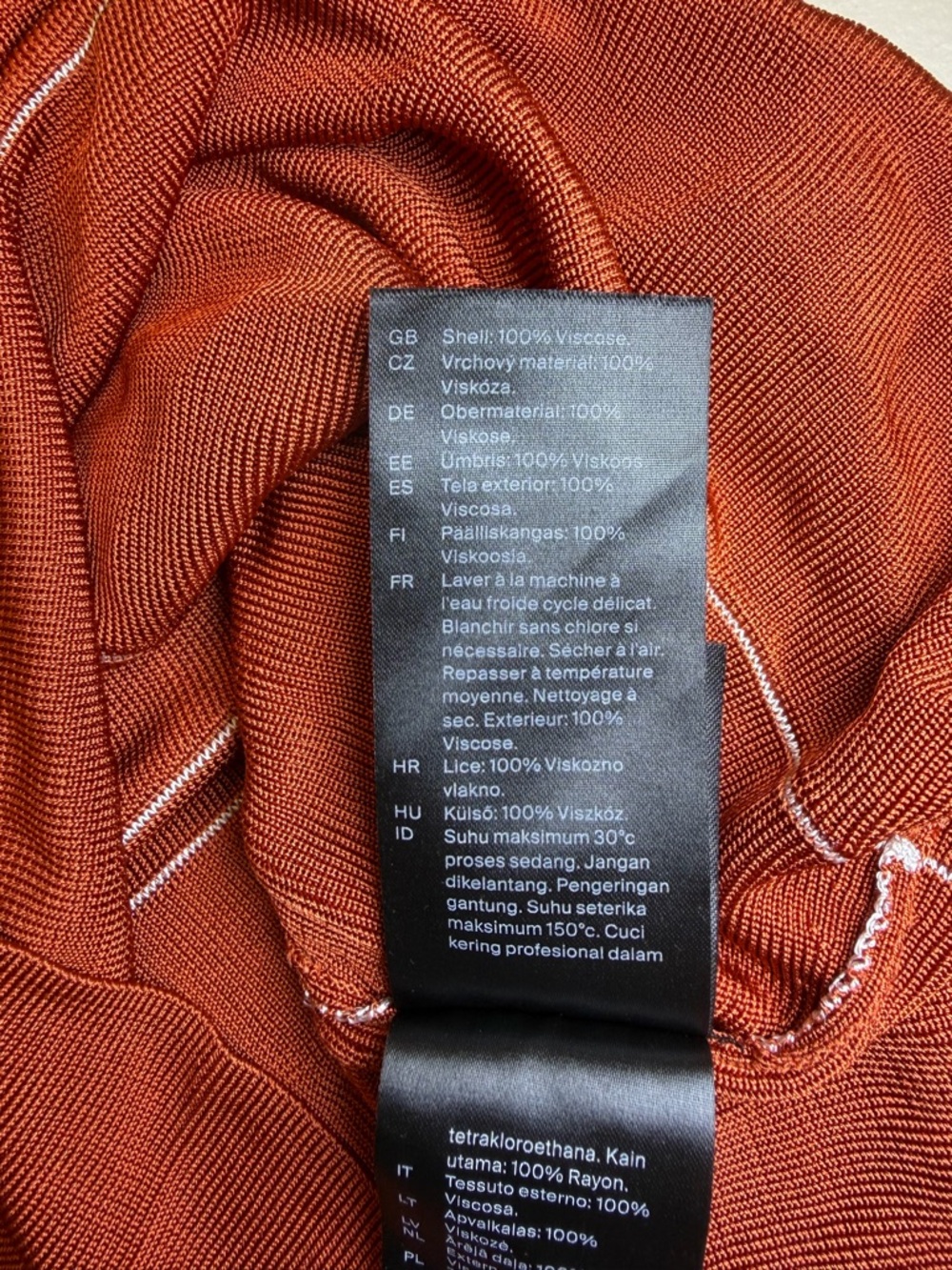 COS Women's Rust Short-Sleeve Polo with White Stripes - Picture 3 of 5